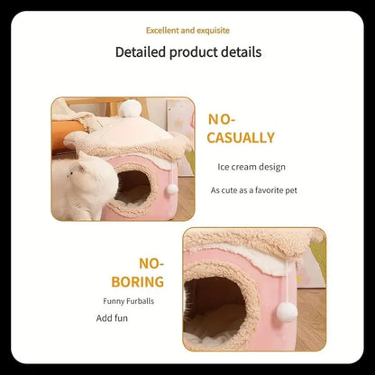 Cute Ice Cream-Shaped Pet Nest House
